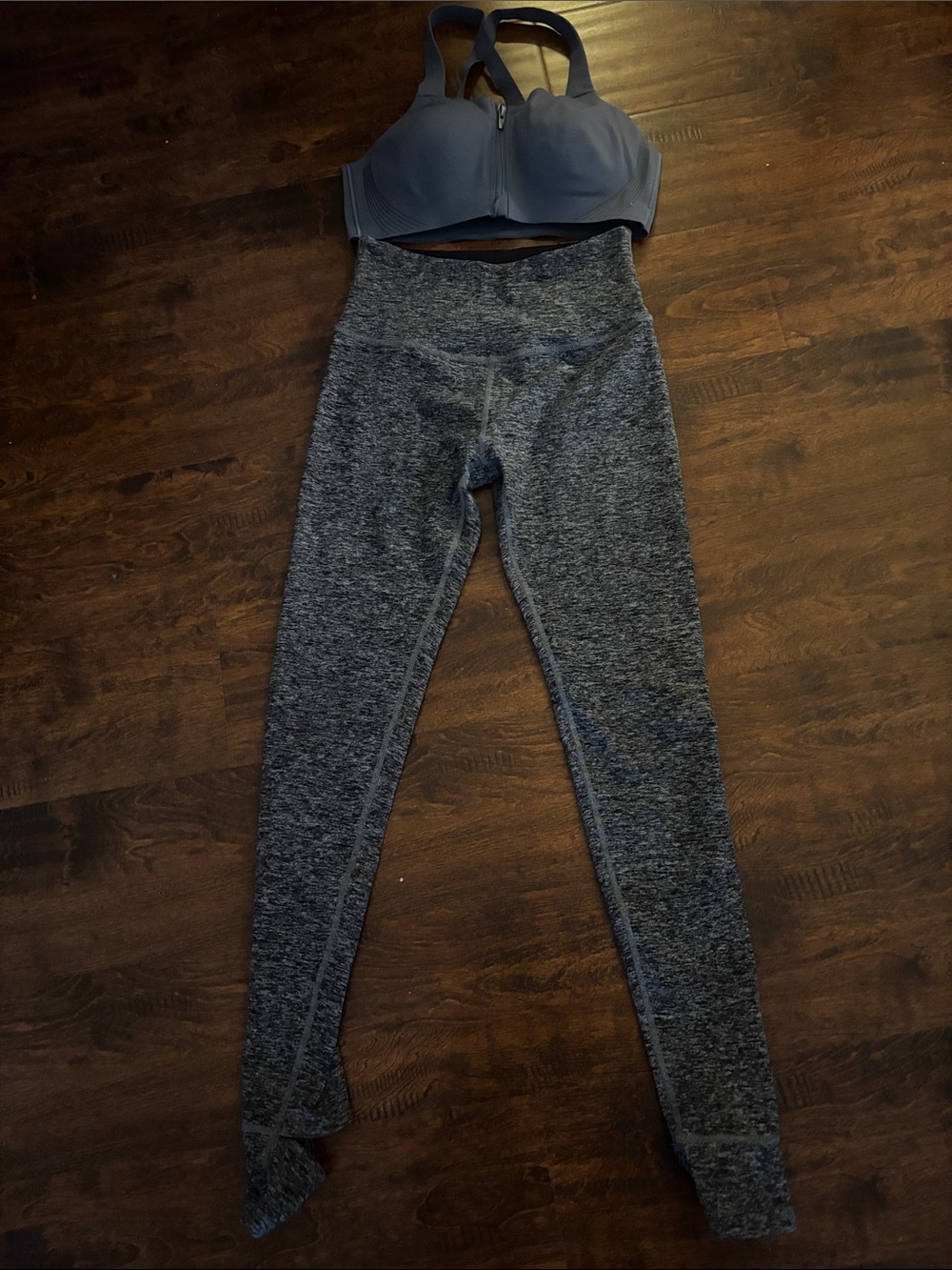 Beyond Yoga Heathered Charcoal High-Waist Leggings and Sports bra